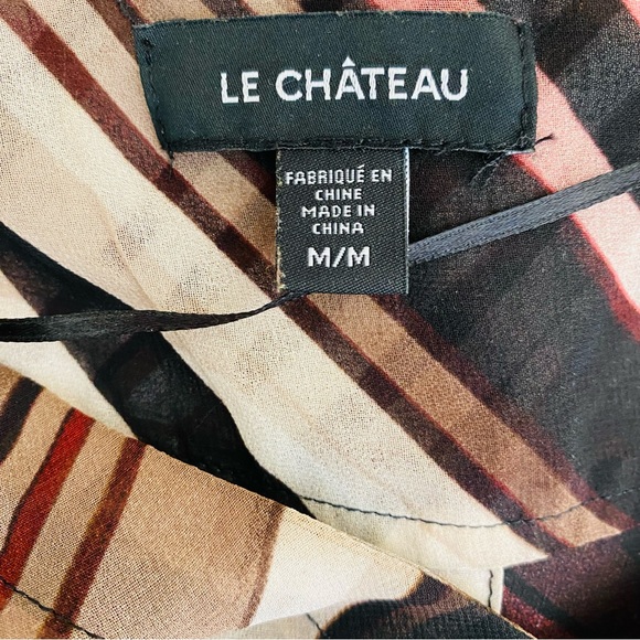 Women's Sheer Loose Fit Blouse long sleeve by Le Château• Size Medium - Picture 6 of 6